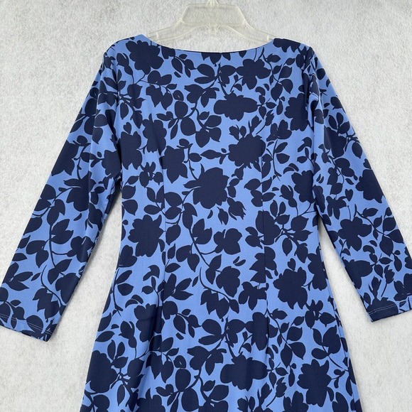 Talbots Faux Wrap Dress Womens XS Knit Jersey Blue Floral Surplice Career - Picture 6 of 11